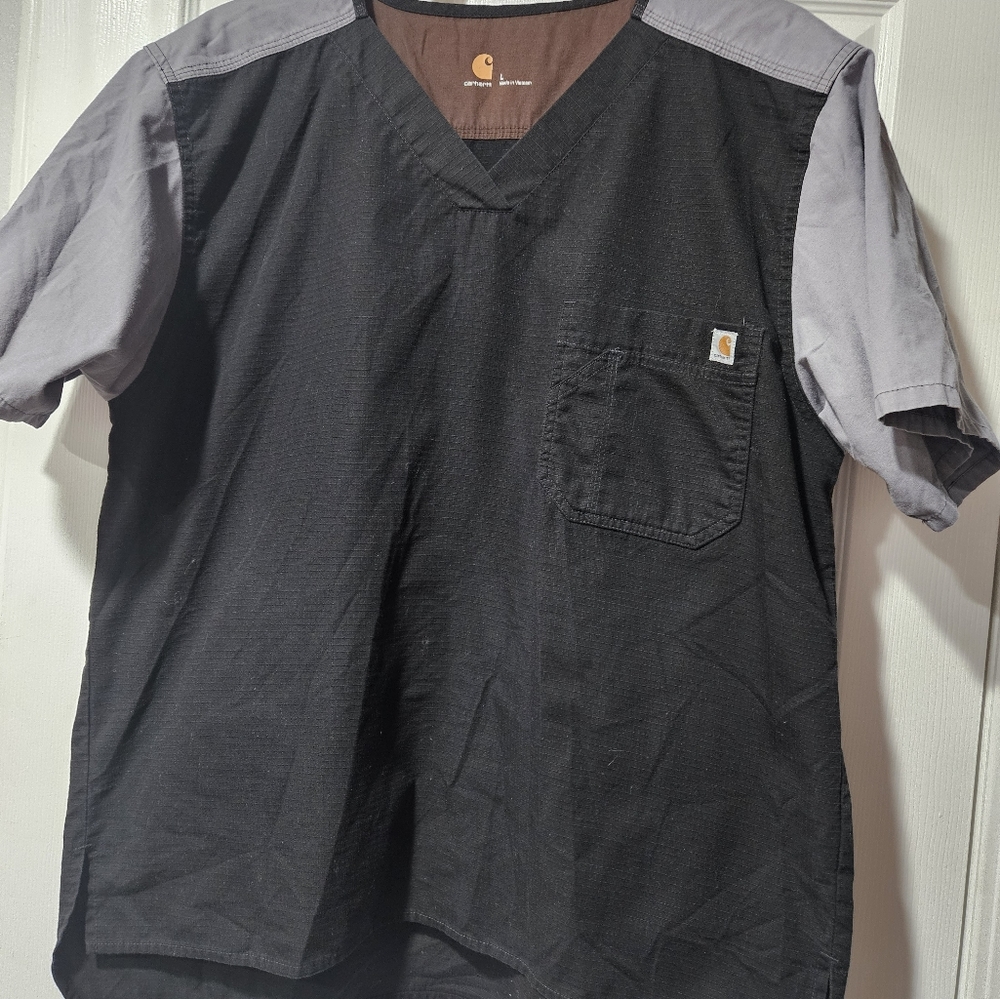 Mens L  Carhartt black and gray scrub top